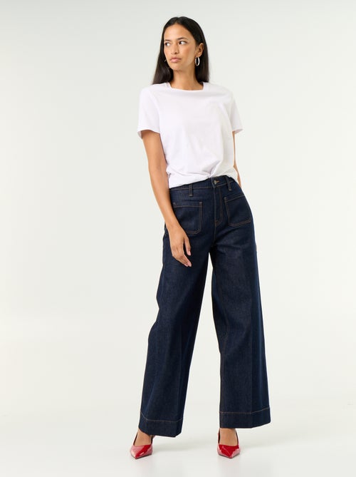 Jean large à taille haute avec poches plaquées - Kiabi