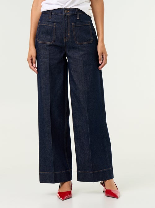 Jean large à taille haute avec poches plaquées - Kiabi