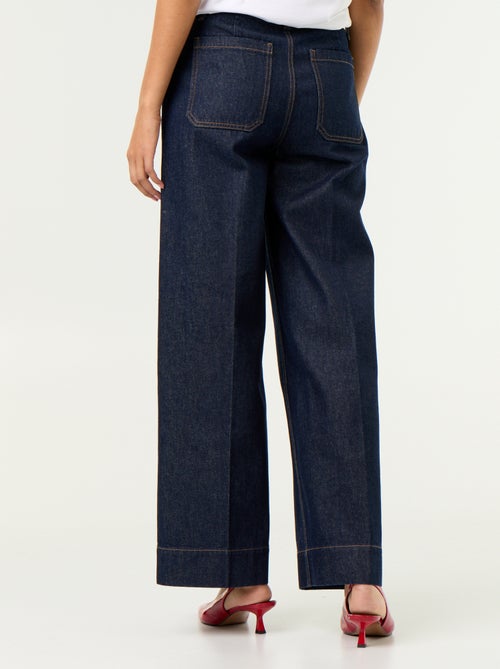 Jean large à taille haute avec poches plaquées - Kiabi