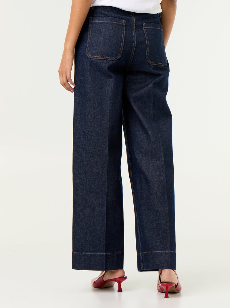 Jean large à taille haute avec poches plaquées Bleu - Kiabi