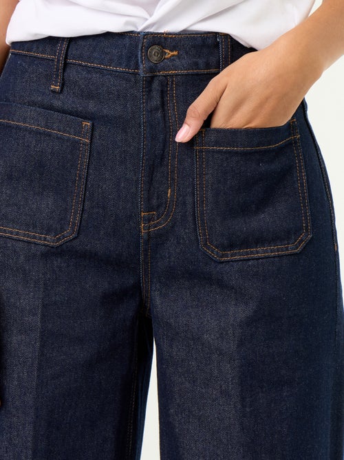 Jean large à taille haute avec poches plaquées - Kiabi