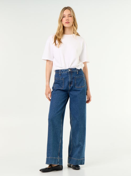 Jean large à taille haute avec poches plaquées - Kiabi