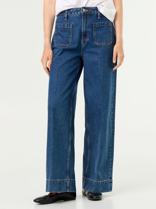 Jean large à taille haute avec poches plaquées - Kiabi