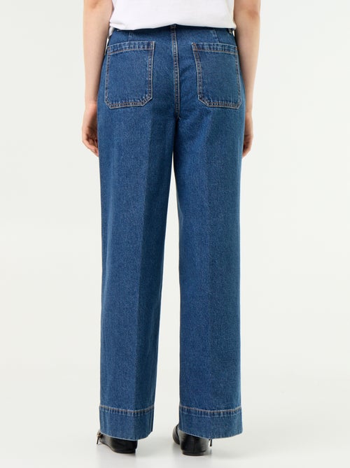Jean large à taille haute avec poches plaquées - Kiabi
