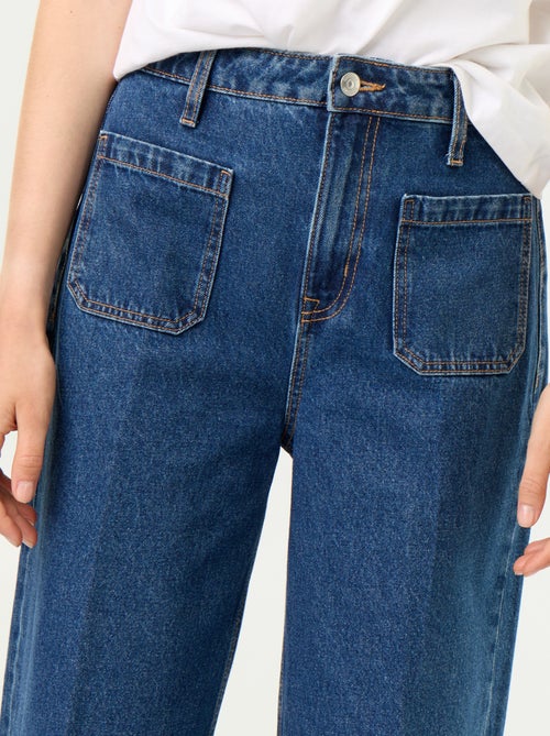 Jean large à taille haute avec poches plaquées - Kiabi