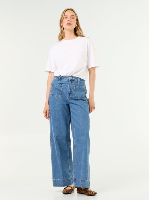 Jean large à taille haute avec poches plaquées - Kiabi Jean large à taille haute avec poches plaquées - Kiabi
