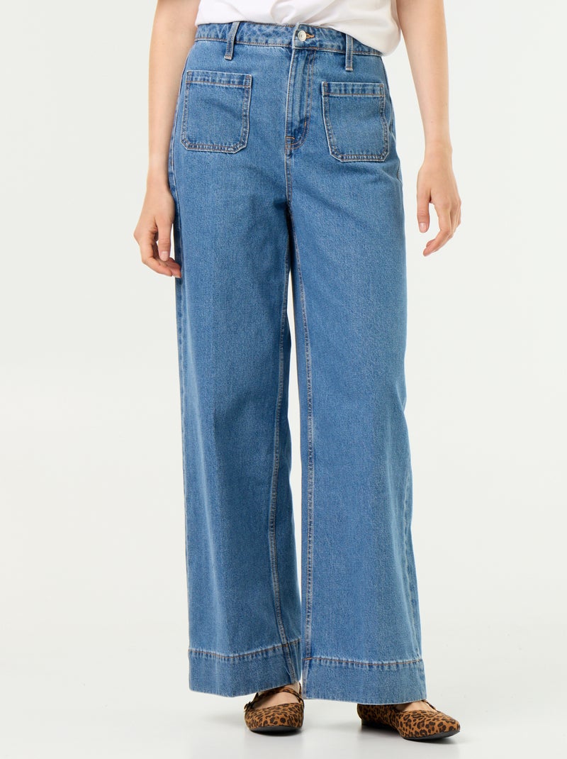 Jean large à taille haute avec poches plaquées Bleu - Kiabi