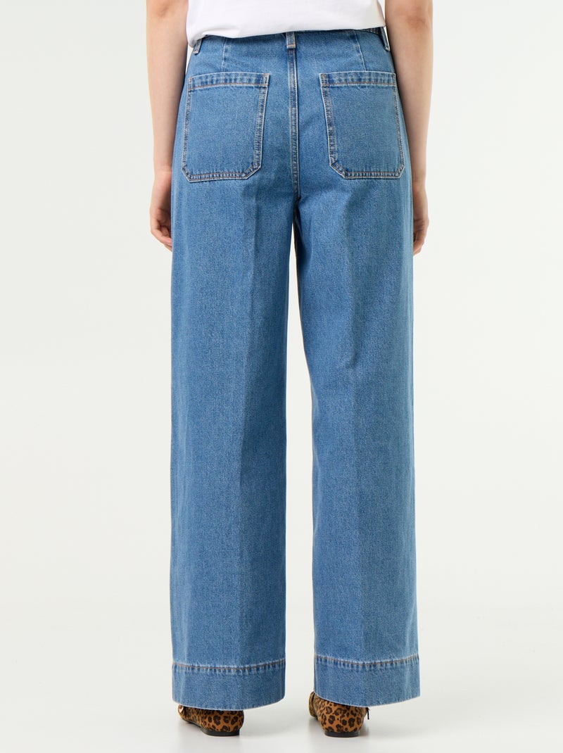 Jean large à taille haute avec poches plaquées Bleu - Kiabi