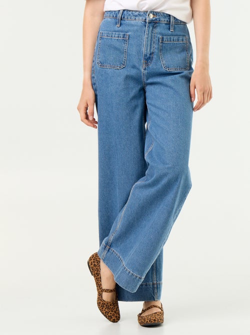 Jean large à taille haute avec poches plaquées - Kiabi Jean large à taille haute avec poches plaquées - Kiabi