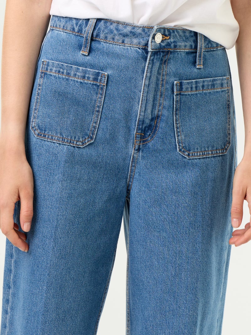 Jean large à taille haute avec poches plaquées Bleu - Kiabi