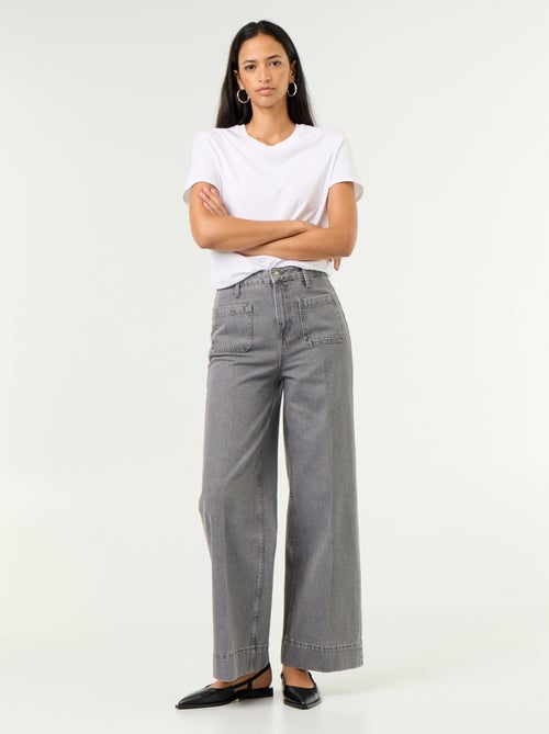 Jean large à taille haute avec poches plaquées - Kiabi Jean large à taille haute avec poches plaquées - Kiabi