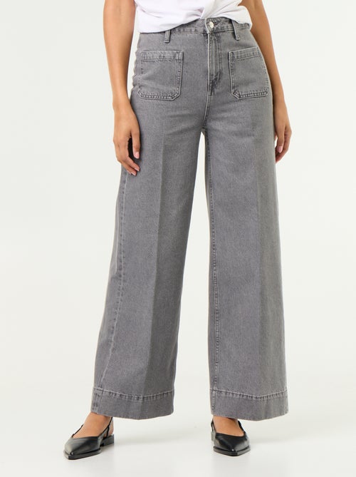 Jean large à taille haute avec poches plaquées - Kiabi Jean large à taille haute avec poches plaquées - Kiabi