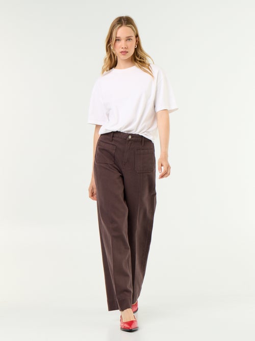 Jean large à taille haute avec poches plaquées - Kiabi