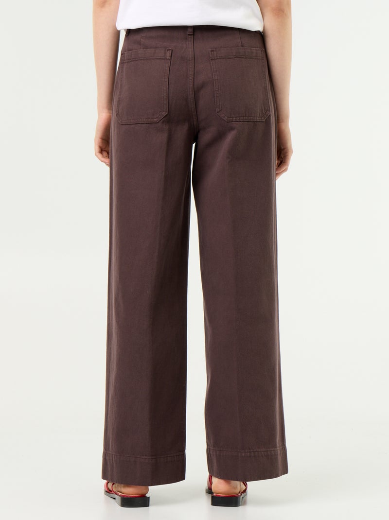 Jean large à taille haute avec poches plaquées Marron - Kiabi