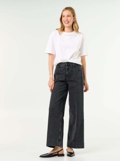 Jean large à taille haute avec poches plaquées - Kiabi