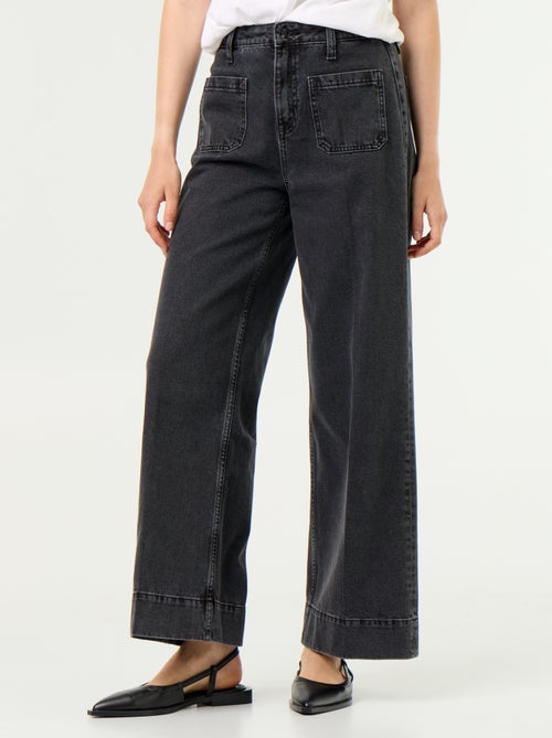 Jean large à taille haute avec poches plaquées - Kiabi