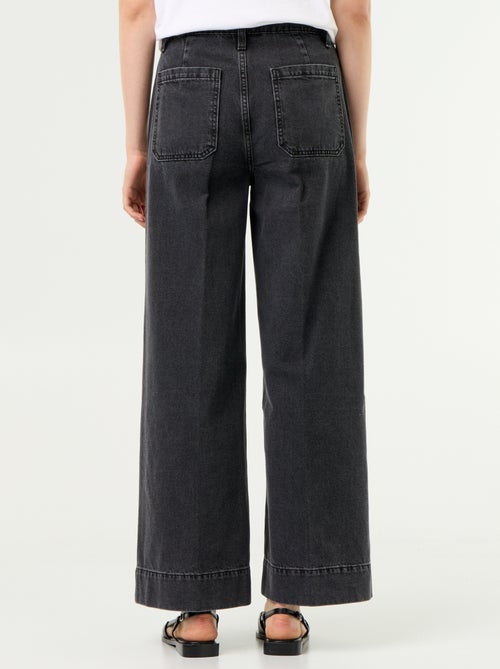 Jean large à taille haute avec poches plaquées - Kiabi