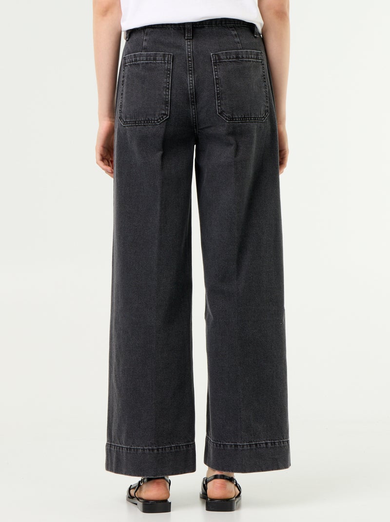 Jean large à taille haute avec poches plaquées Noir - Kiabi