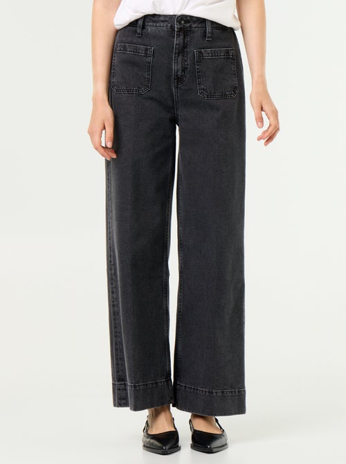 Jean large à taille haute avec poches plaquées - Kiabi