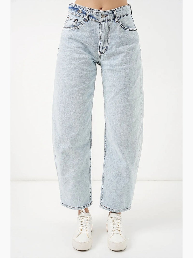 Jean large à taille haute bdart Bleu clair - Kiabi