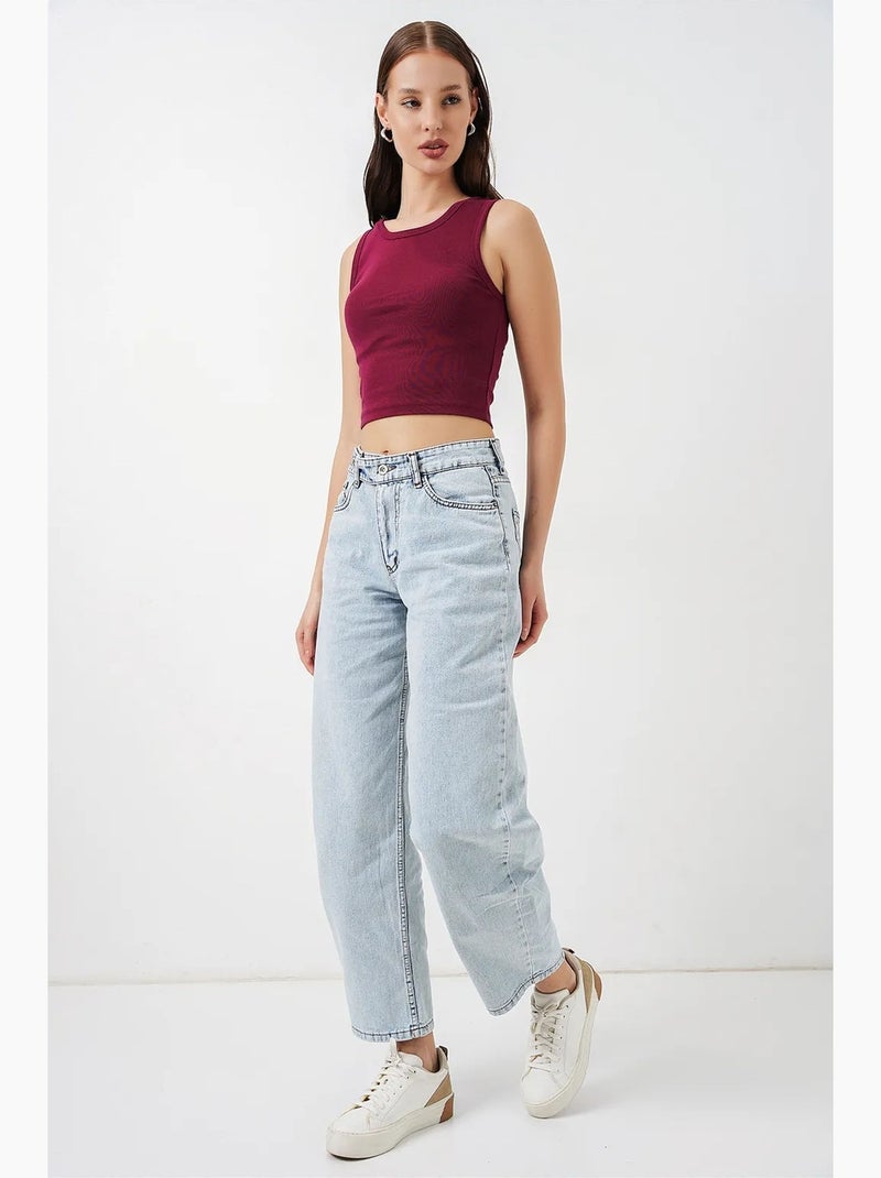 Jean large à taille haute bdart Bleu clair - Kiabi