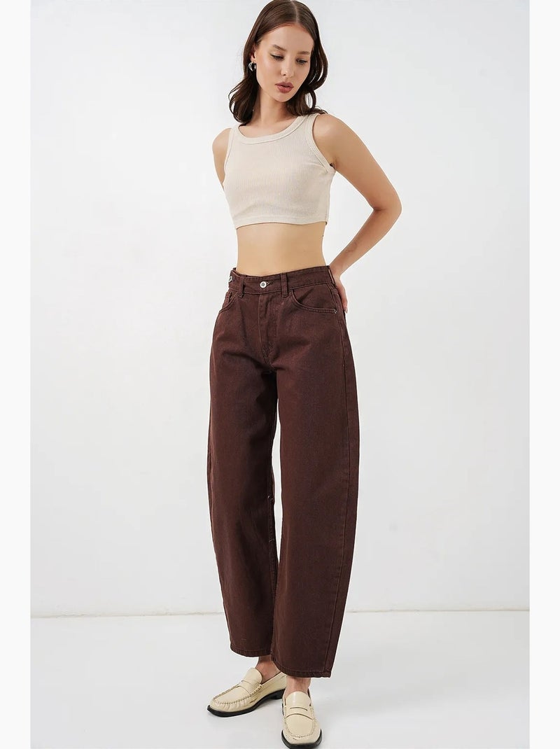Jean large à taille haute bdart Marron - Kiabi