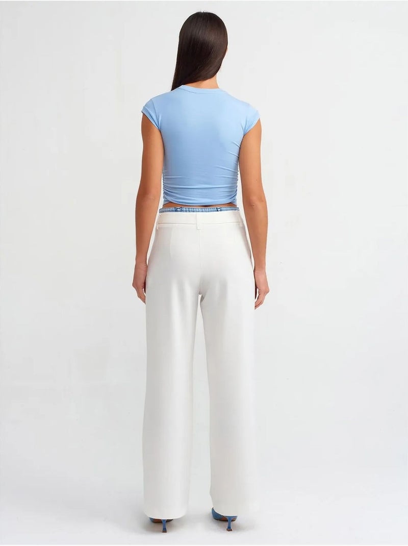 Jean Large À Taille Haute Blanc - Kiabi