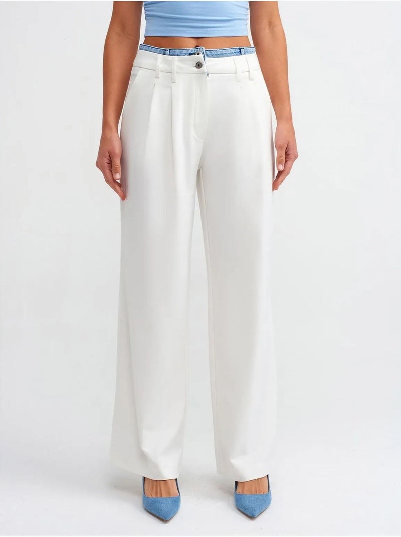 Jean Large À Taille Haute Blanc - Kiabi