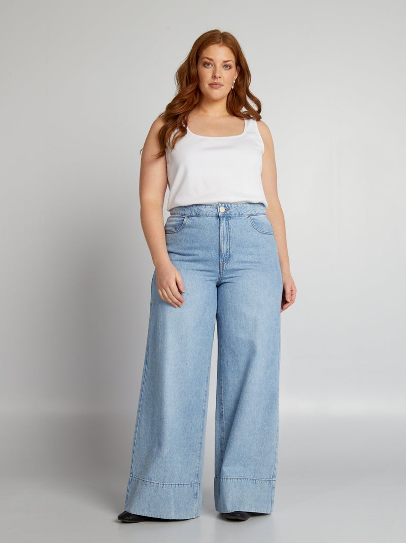 Jean large à taille haute Bleu - Kiabi