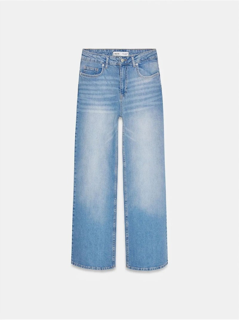Jean large à taille haute dilvin Bleu saphir - Kiabi