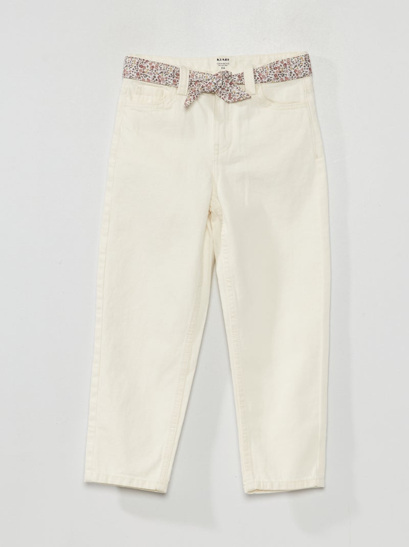 Jean large avec ceinture en tissu Blanc - Kiabi