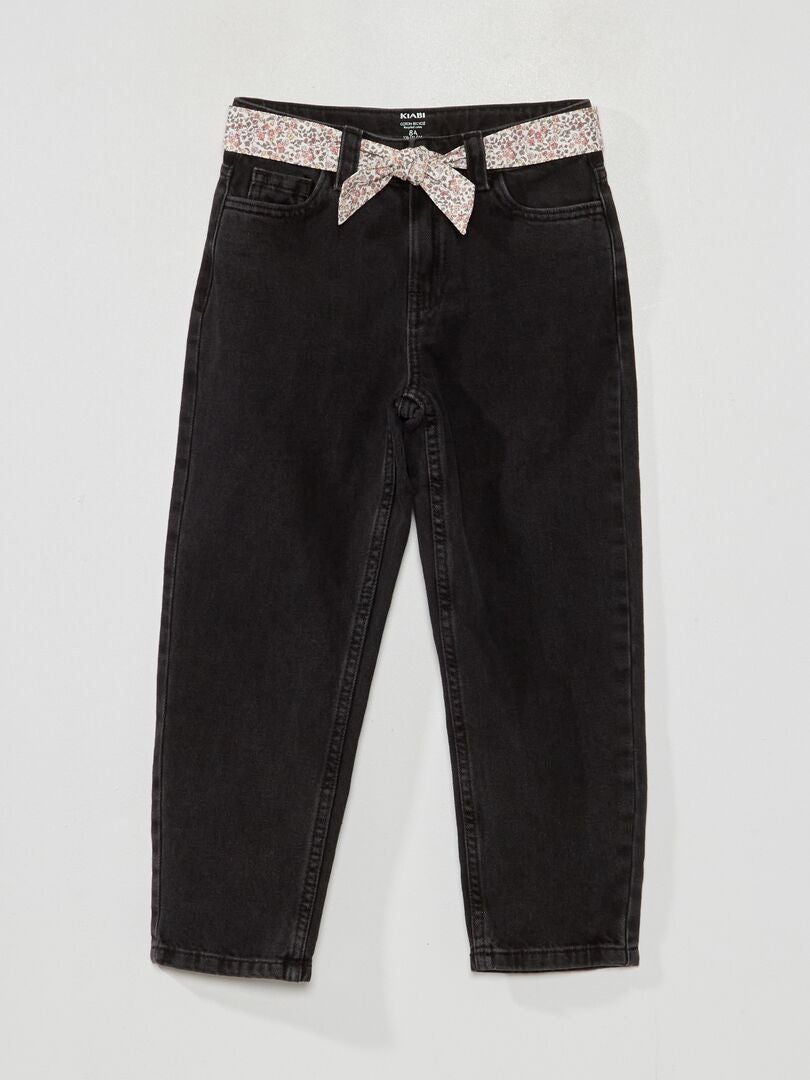 Jean large avec ceinture en tissu - Noir - Kiabi - 3.60€