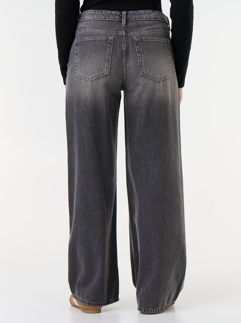 Jean large avec ceinture fantaisie Gris - Kiabi
