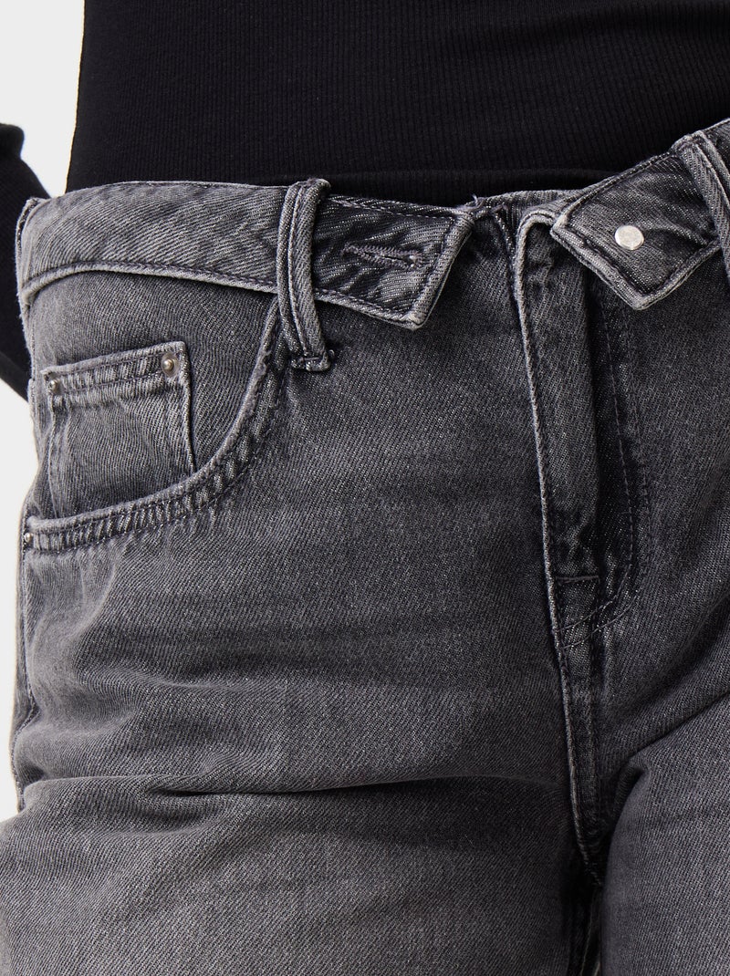 Jean large avec ceinture fantaisie Gris - Kiabi