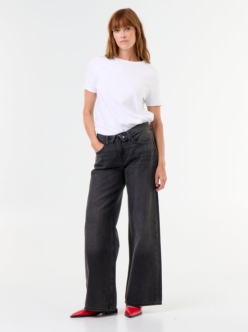 Jean large avec ceinture fantaisie - Kiabi
