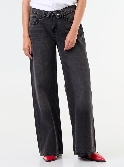 Jean large avec ceinture fantaisie - Kiabi