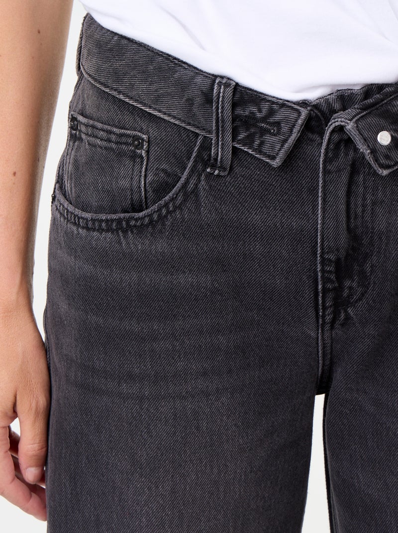 Jean large avec ceinture fantaisie Noir - Kiabi