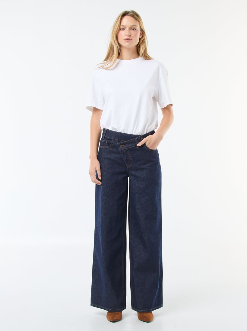 Jean large avec double ouverture boutonnée Bleu - Kiabi