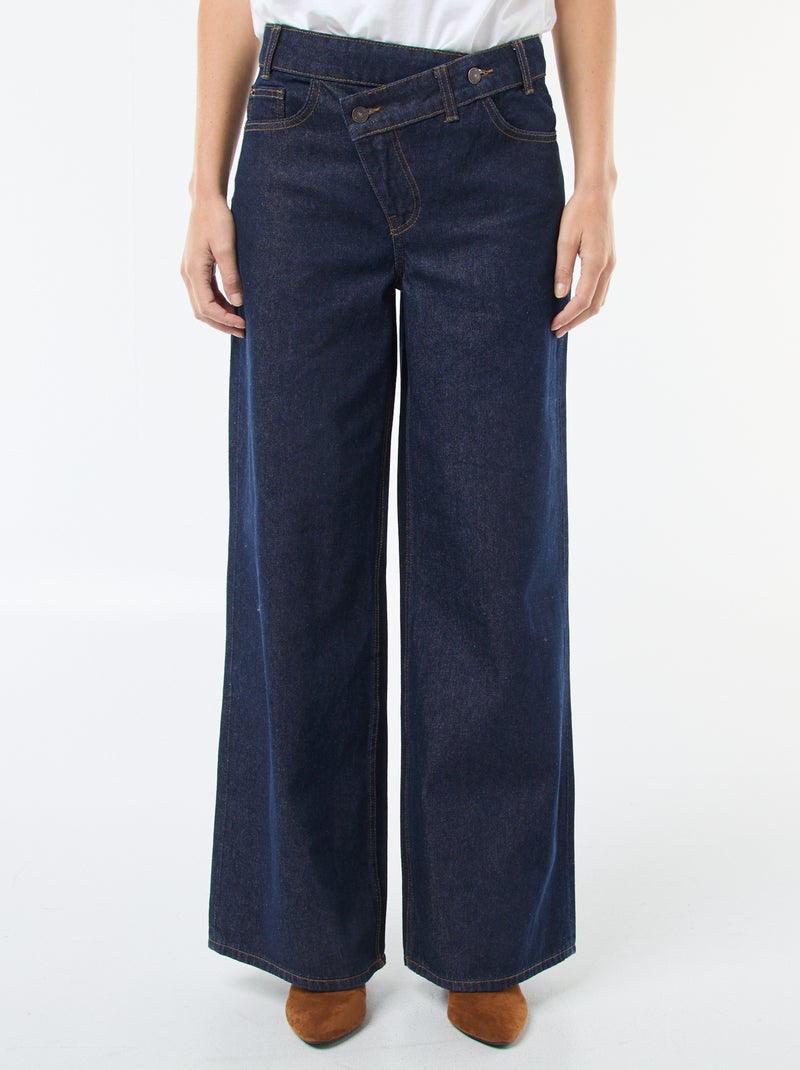 Jean large avec double ouverture boutonnée Bleu - Kiabi