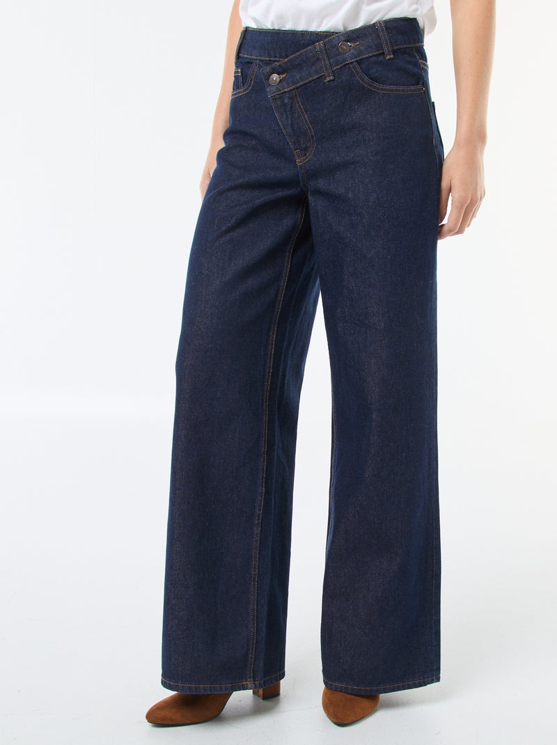 Jean large avec double ouverture boutonnée Bleu - Kiabi