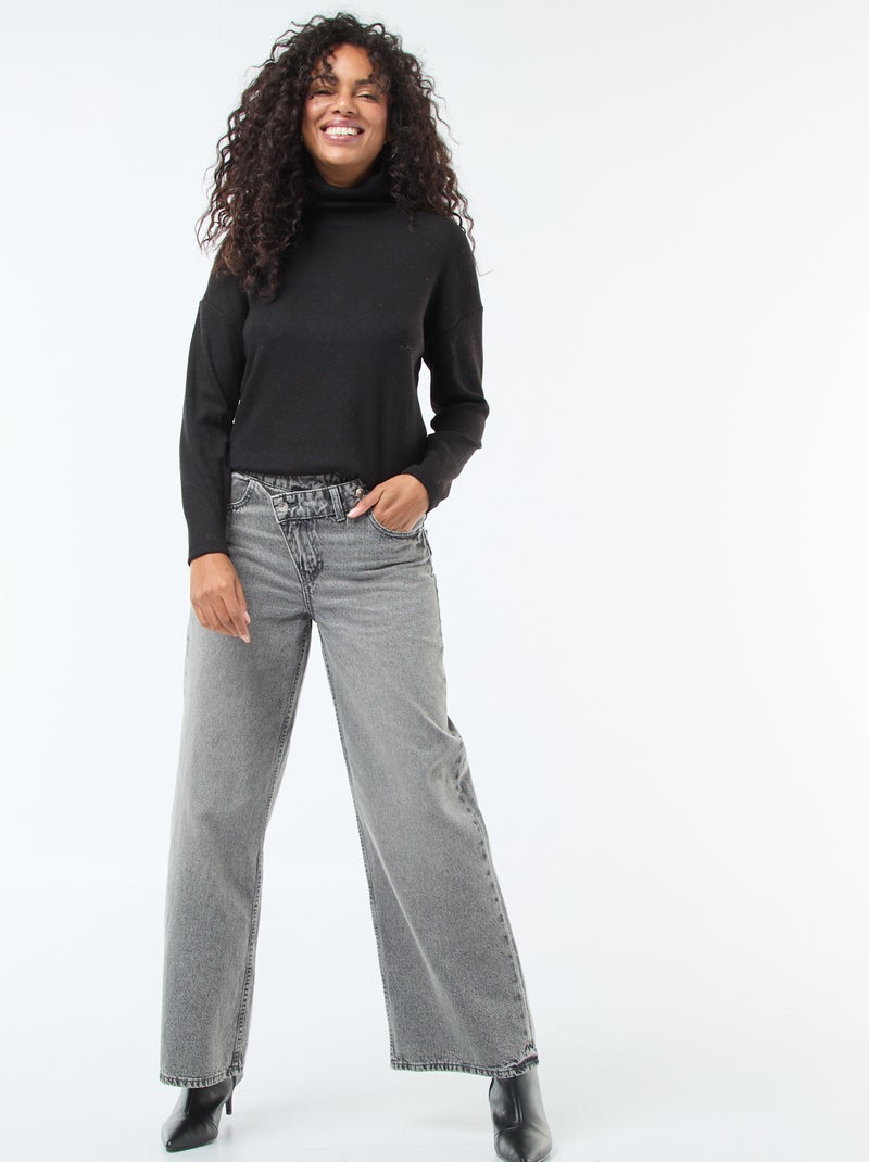 Jean large avec double ouverture boutonnée Gris - Kiabi