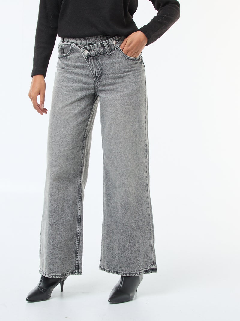 Jean large avec double ouverture boutonnée Gris - Kiabi