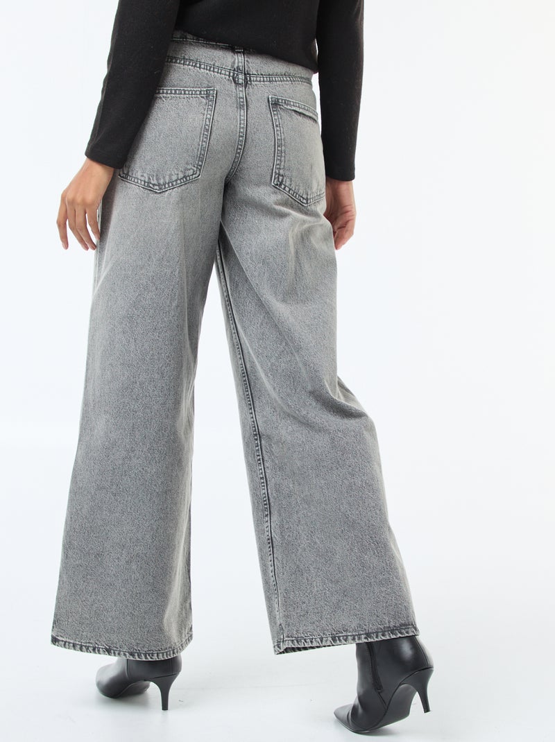 Jean large avec double ouverture boutonnée Gris - Kiabi