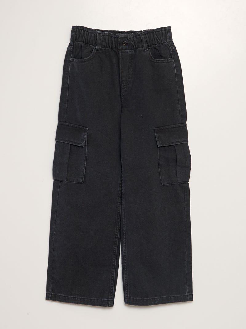 Jean large avec poches sur les côtés Noir - Kiabi