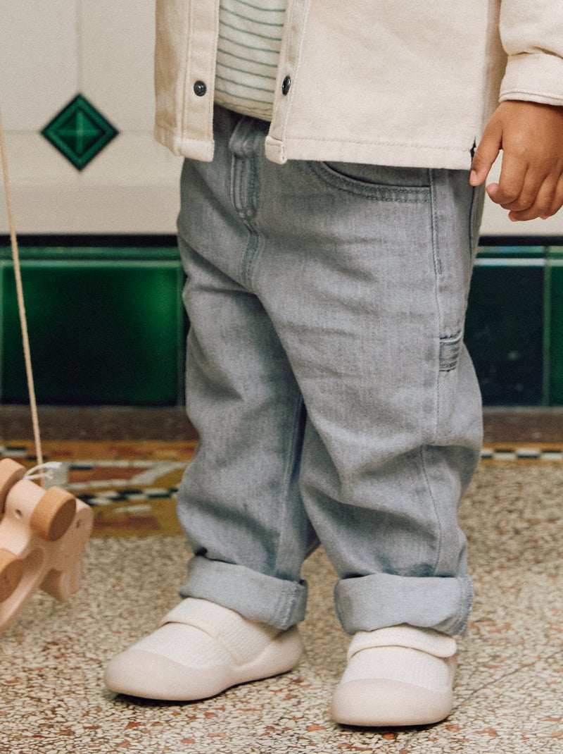 Jean large avec taille ajustable Gris - Kiabi