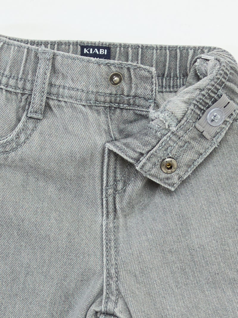 Jean large avec taille ajustable Gris - Kiabi