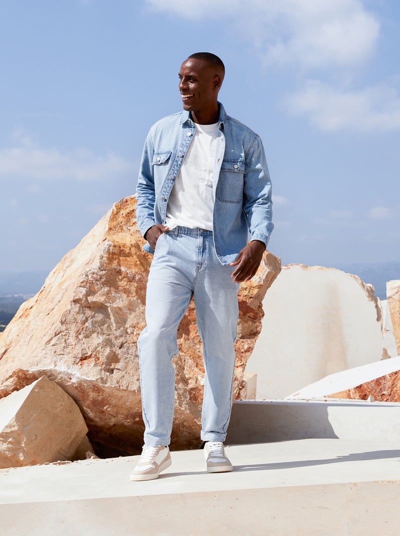 Jean large avec taille élastiquée Bleu Jean - Kiabi