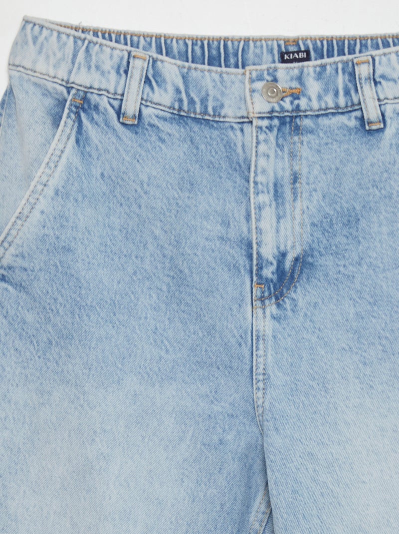 Jean large avec taille élastiquée Bleu Jean - Kiabi