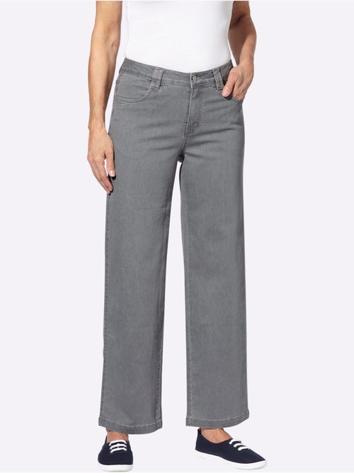 Jean large décontracté avec 4 poches et fermeture à glissière - taille standard - moda vilona - Kiabi Jean large décontracté avec 4 poches et fermeture à glissière - taille standard - moda vilona - Kiabi