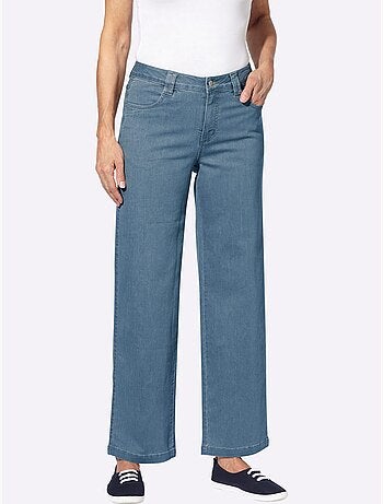 Jean large décontracté avec fermeture à glissière et bouton - taille courte - moda vilona